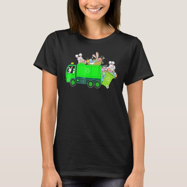 Bunny Riding Sopor Lastbil Påsk Day Bunny T Shirt (Framsida)