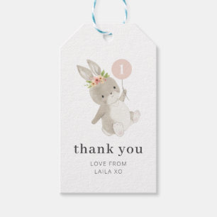 Bunny Rosa Balloon Presentetikett