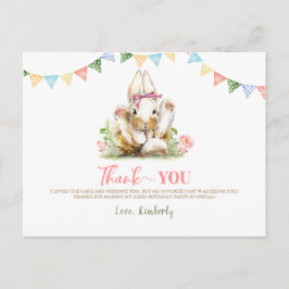 Bunny Rosa Blommigt Birthday Tack Vykort