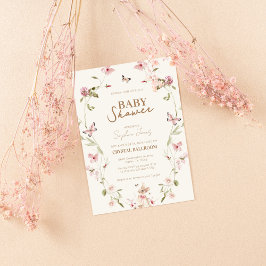 Bunny Rosa Blommigt Girl Baby Shower Inbjudningar