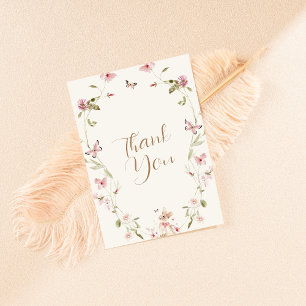 Bunny Rosa Blommigt Girl Baby Shower Tack för ditt Kort