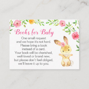 Bunny Rosa Blommigt Girl Bokar för Baby Bok-begära Tilläggskort