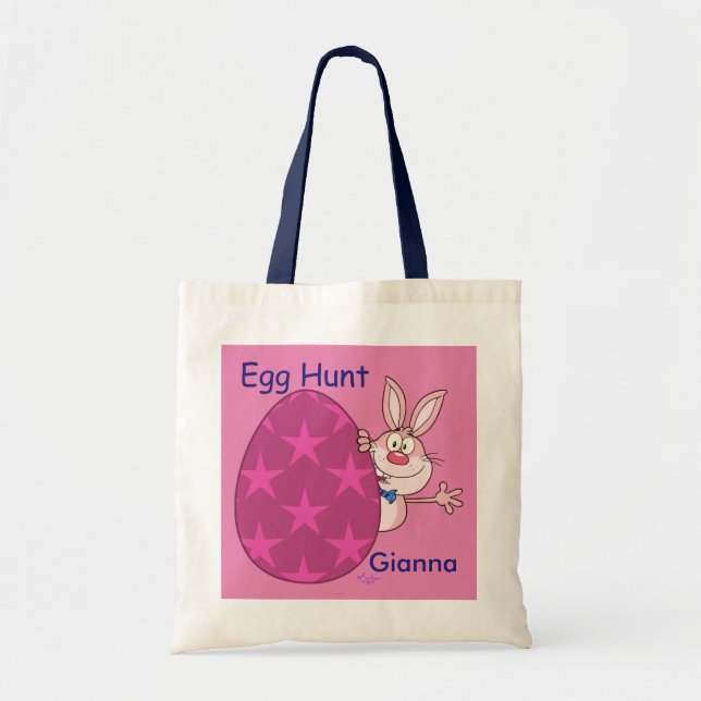 Bunny Rosa Egg Hunt Anpassningsbar Budget Tote Bag Tygkasse (Framsidan)