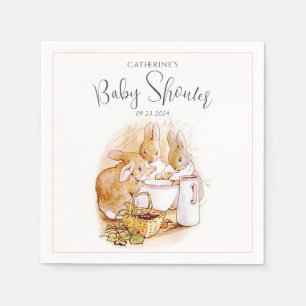 Bunny Rosa Girl Baby Shower Pappersservett