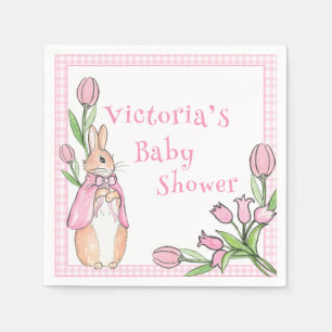 Bunny Rosa White Play Baby Shower Pappersservett