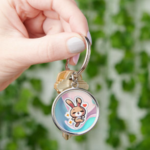 Bunny Rund Silverfärgad Nyckelring
