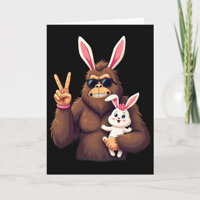 Bunny Sasquatch Bigfoot Sungles Påsk 1  Kort (Framsida)