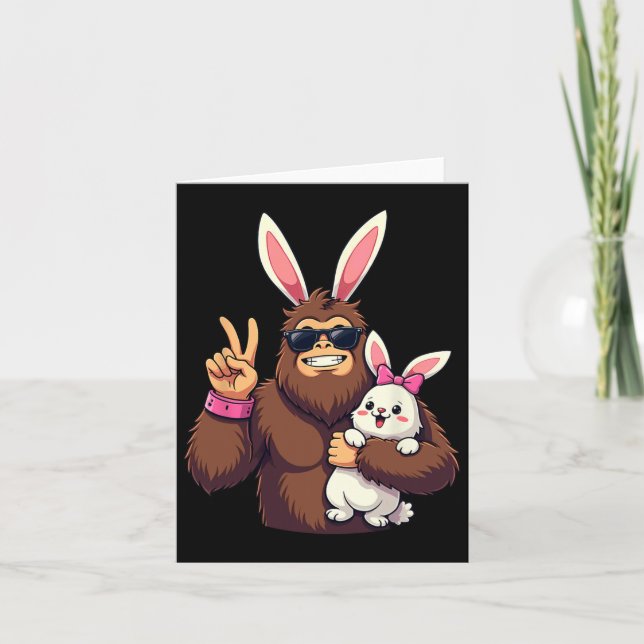 Bunny Sasquatch Bigfoot Sungles Påsk Kort (Framsida)