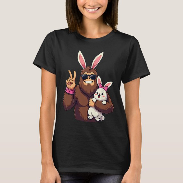 Bunny Sasquatch Bigfoot Sungles Påsk T Shirt (Framsida)