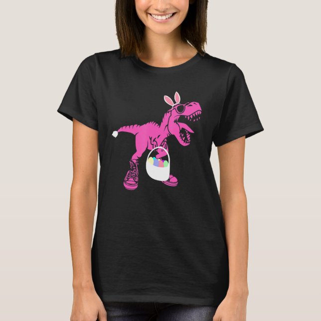 Bunny Saurus Dinosaur Påskäggen Basket T Rex Eas Shirt (Framsida)