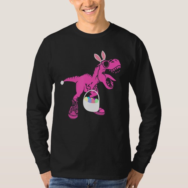 Bunny Saurus Dinosaur Påskäggen Basket T Rex Eas T Shirt (Framsida)