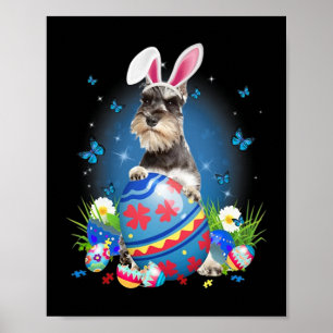 Bunny Schnauzer med Egg Basket Påsk Flower Hunt Poster