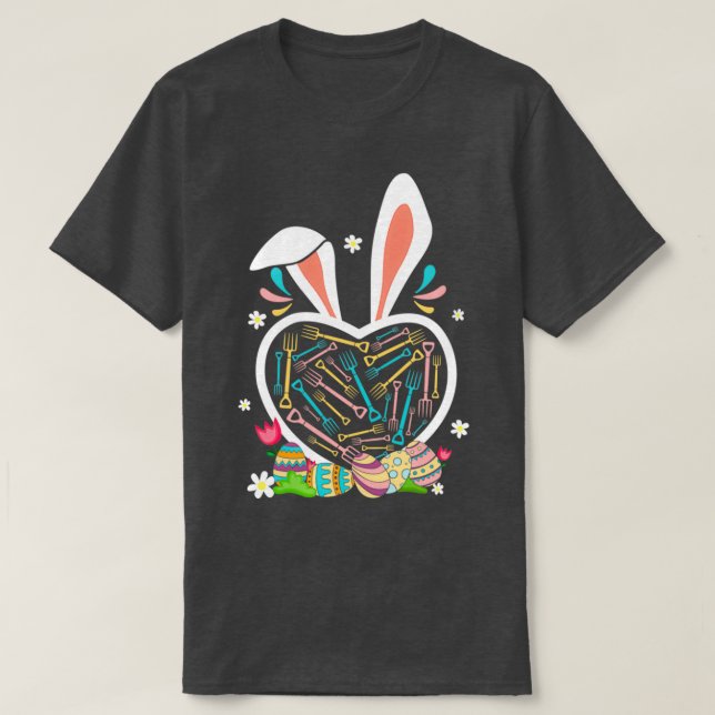 Bunny School Farmer Älskare Student Lärare Påsk D T Shirt (Design framsida)