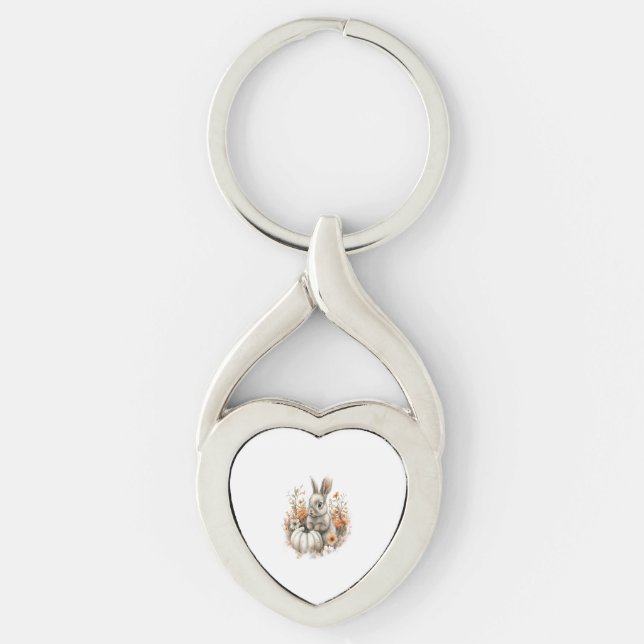 Bunny Shirt Land Pumpkin Twisted Heart Silverfärgad Nyckelring (Framsidan)
