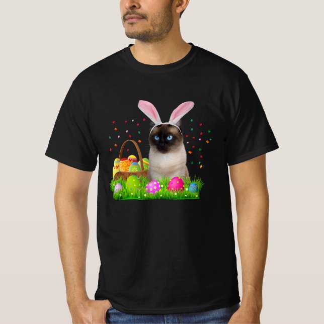 Bunny Siamese Cat Funny Påsk Siamese Cat Lover G T Shirt (Framsida)