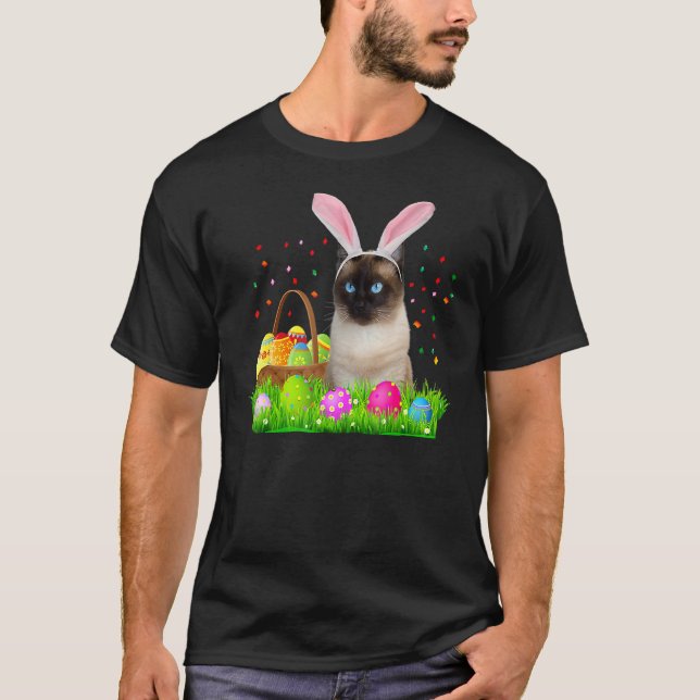Bunny Siamese Cat Funny Påsk Siamese Cat Lover T Shirt (Framsida)