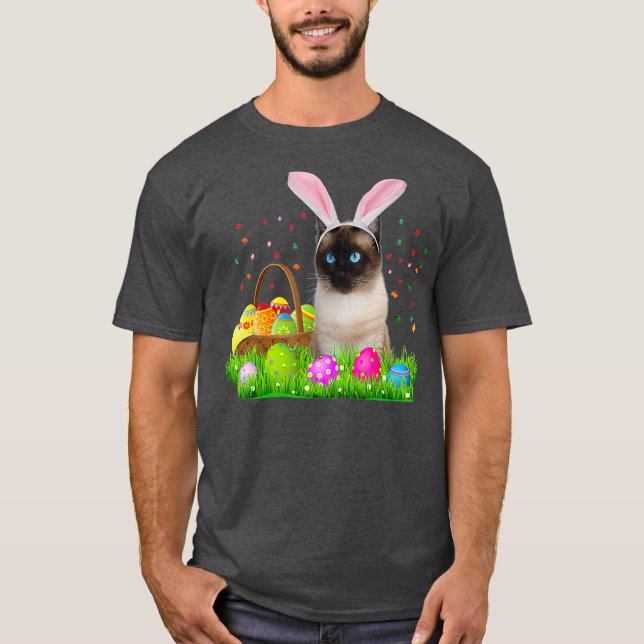 Bunny Siamese Cat Funny Påsk Siamese Cat Lover T Shirt (Framsida)