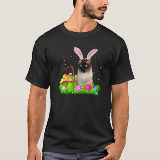 Bunny Siamese Cat Påsk Siamese Cat T Shirt (Framsida)
