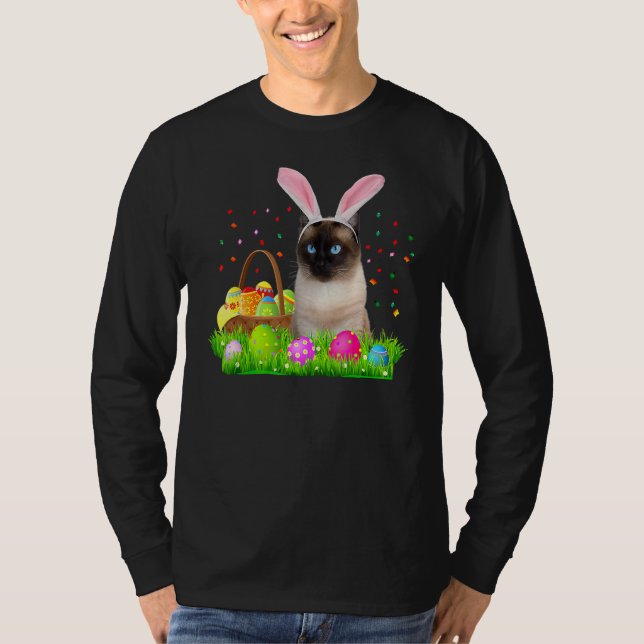 Bunny Siamese Cat Påsk Siamese Cat T Shirt (Framsida)