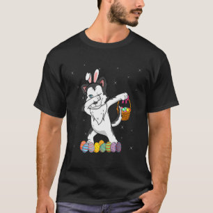 Bunny Siberian husky Dabbing Hund Glad påsk Day T Shirt