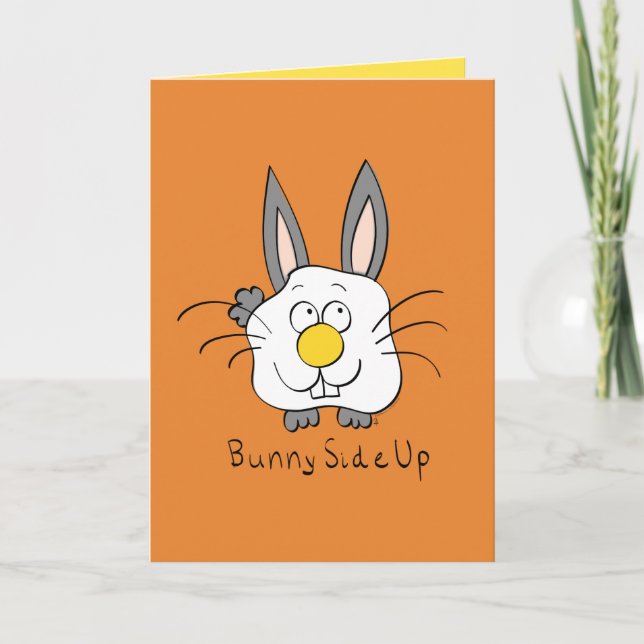 Bunny Side Up Egg Breakfast Funny Greeting Card Kort (Framsida)