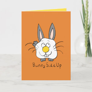 Bunny Side Up Egg Breakfast Funny Greeting Card Kort