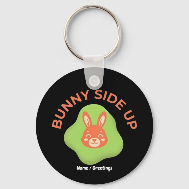 Bunny Side Up Retro Easter Egg Graphic Design  Nyckelring (Framsida)