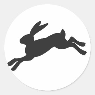 Bunny silhouette - Välj bakgrund färg Runt Klistermärke