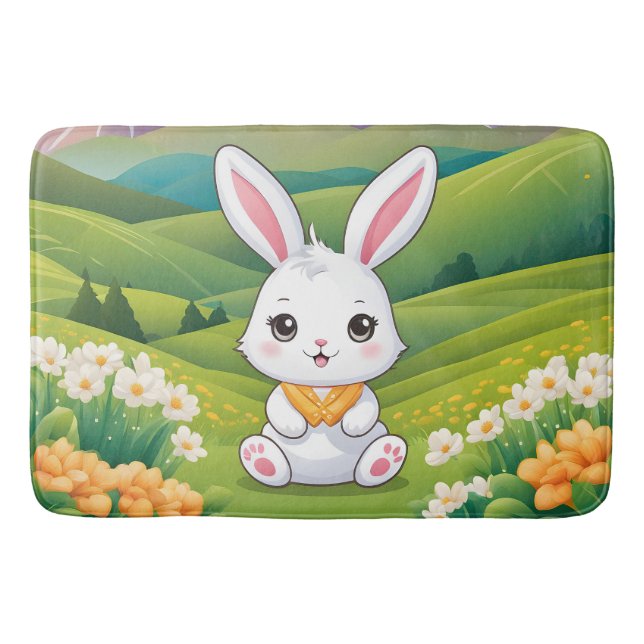 Bunny sitting in a field Iillustration Badrumsmatta (Framsidan)