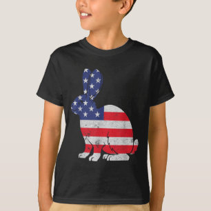 Bunny självständighetsdag Patriotisk USA Flagga 4 T Shirt