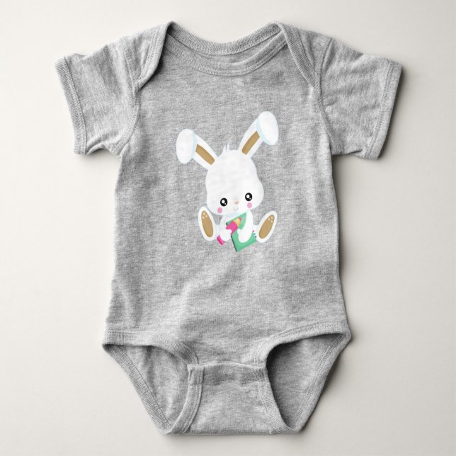 Bunny ska till skolan, Cute Bunny, Bokar, Pencil T Shirt (Framsida)
