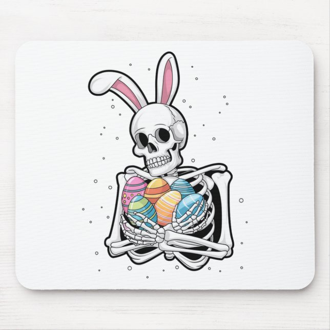 Bunny Skeleton Holding Påskägg Funny Påsk Da Musmatta (Framsidan)