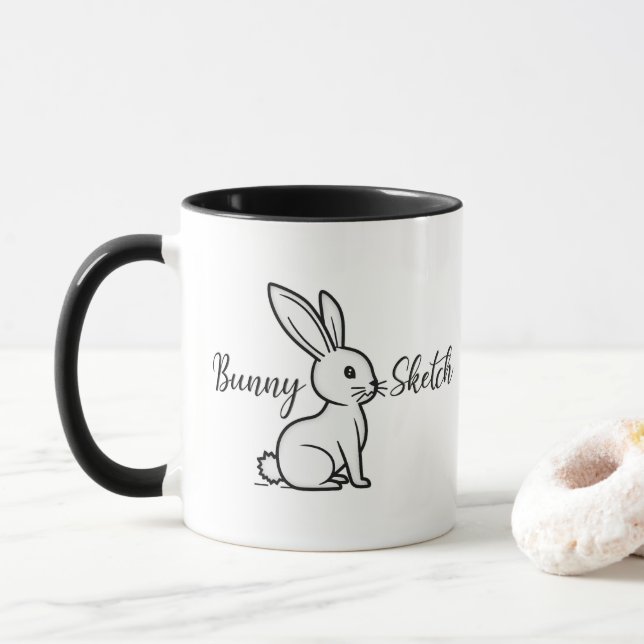 Bunny Sketch – Hand Drawn Rabbit - caneca Mugg (Med munk)