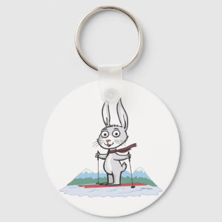 Bunny Skiing Nyckelring
