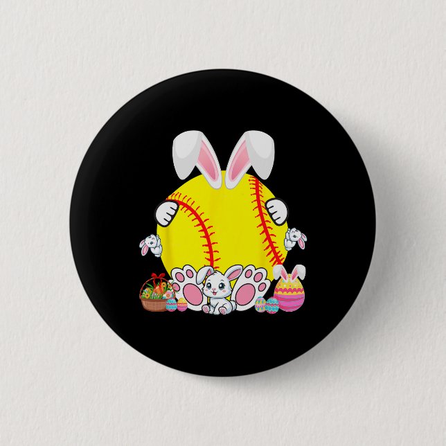 Bunny Softball Boll Costume Påsk Player Fläkt Hunt Knapp (Framsida)