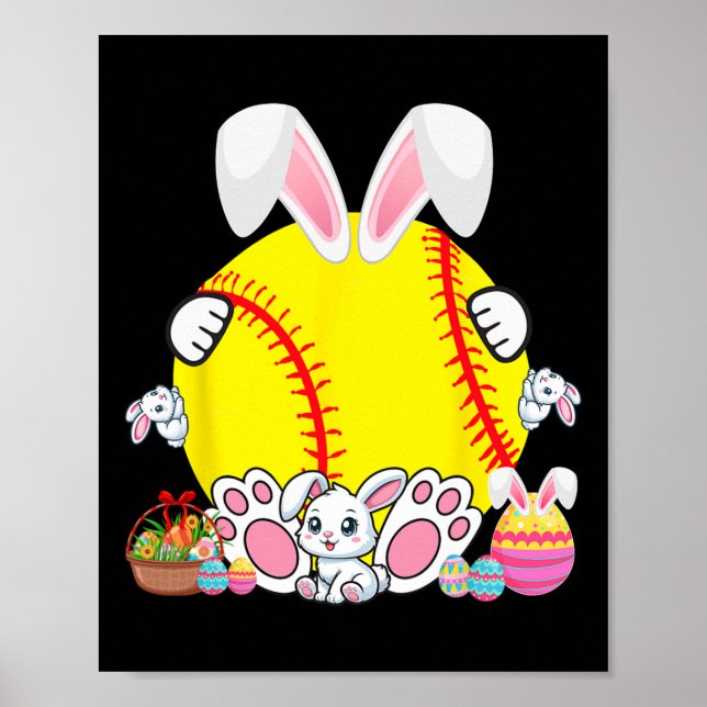 Bunny Softball Boll Costume Påsk Player Fläkt Hunt Poster (Framsidan)