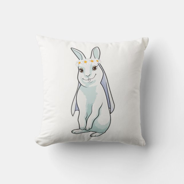Bunny som Bride med blomkrans Kudde (Framsida)