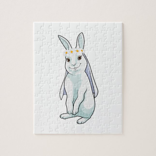 Bunny som Bride med blomkrans Pussel (Vertikal)