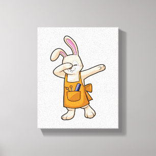 Bunny som Hairdresser med Comb & Scissors Canvastryck