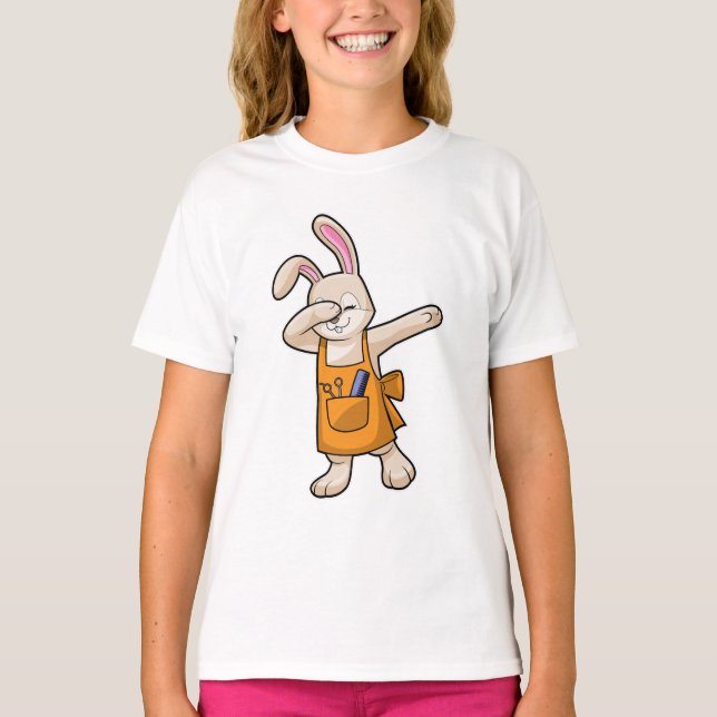 Bunny som Hairdresser med Comb & Scissors T Shirt (Framsida)