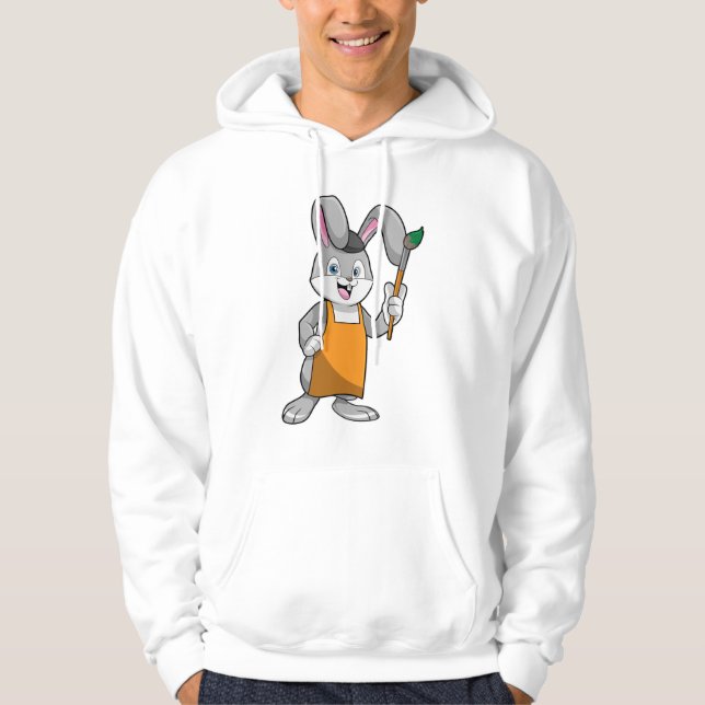 Bunny som målarfärg med färgpensel hoodie (Framsida)