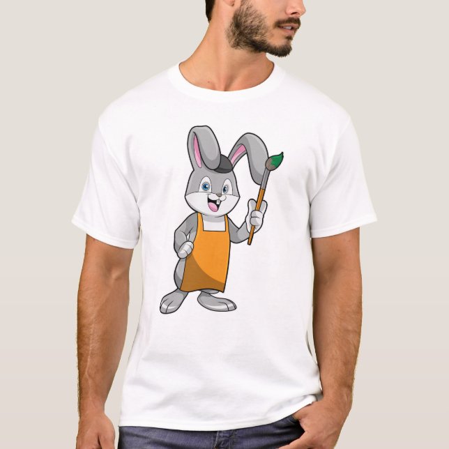 Bunny som målarfärg med färgpensel t shirt (Framsida)