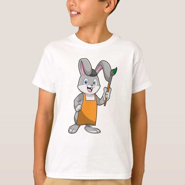 Bunny som målarfärg med färgpensel t shirt (Framsida)