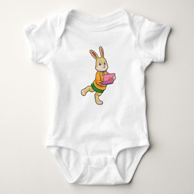 Bunny som sekreterare för bärbara datorer t shirt (Framsida)