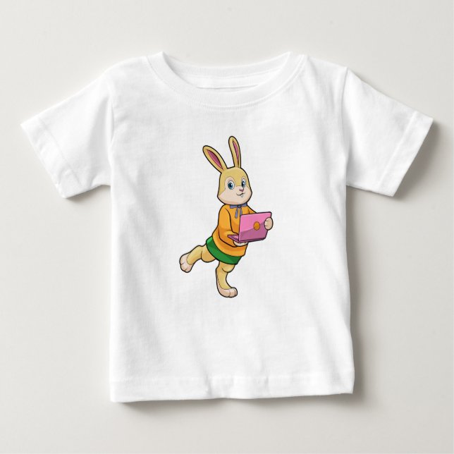 Bunny som sekreterare för bärbara datorer t shirt (Framsida)