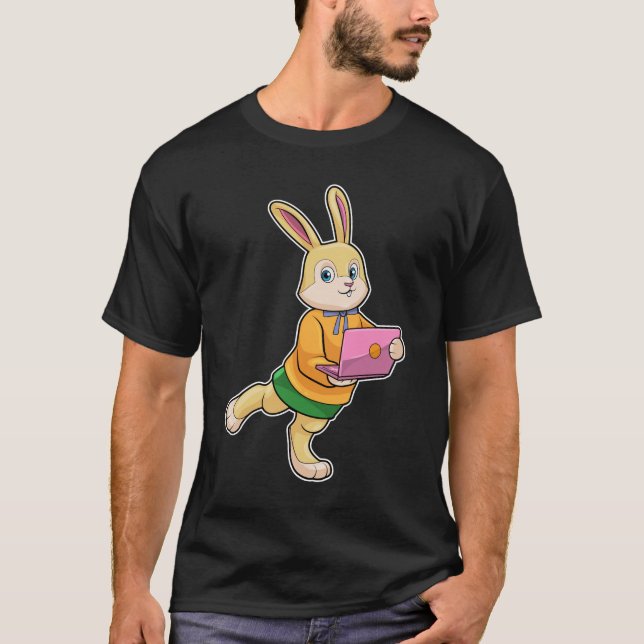 Bunny som sekreterare för bärbara datorer t shirt (Framsida)