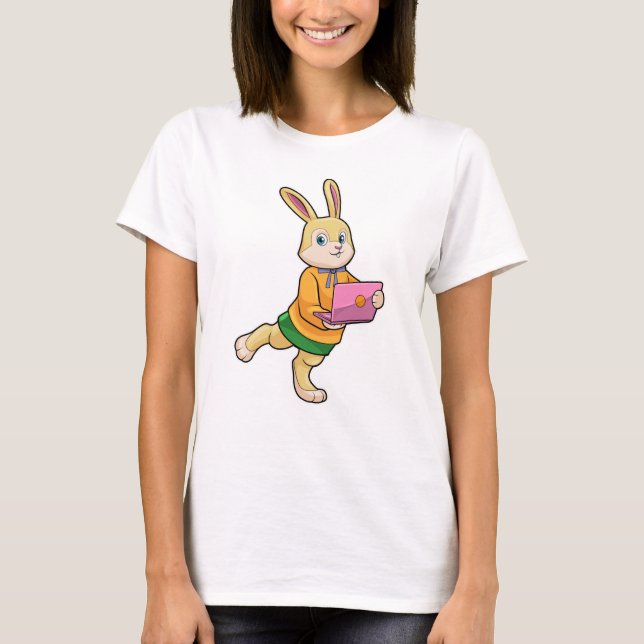 Bunny som sekreterare för bärbara datorer t shirt (Framsida)