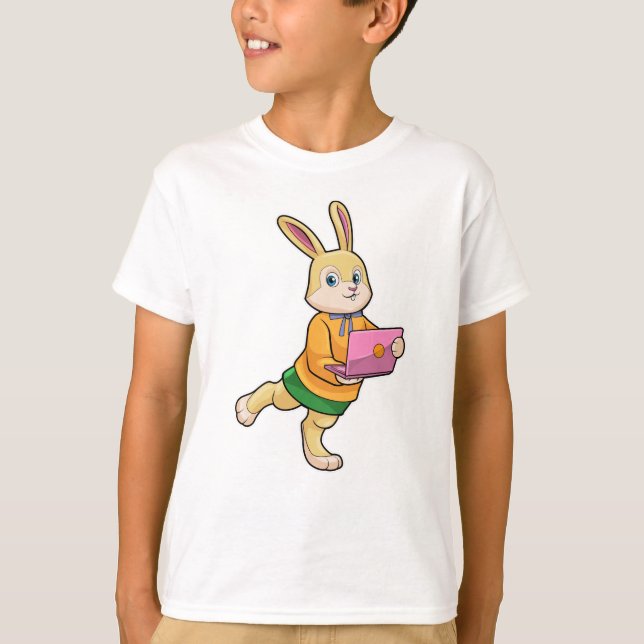 Bunny som sekreterare för bärbara datorer t shirt (Framsida)