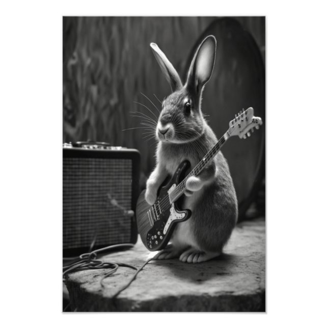 Bunny Spela en Guitar Fototryck (Framsidan)
