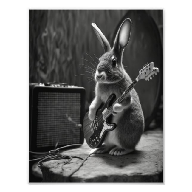 Bunny Spela en Guitar Fototryck (Framsidan)